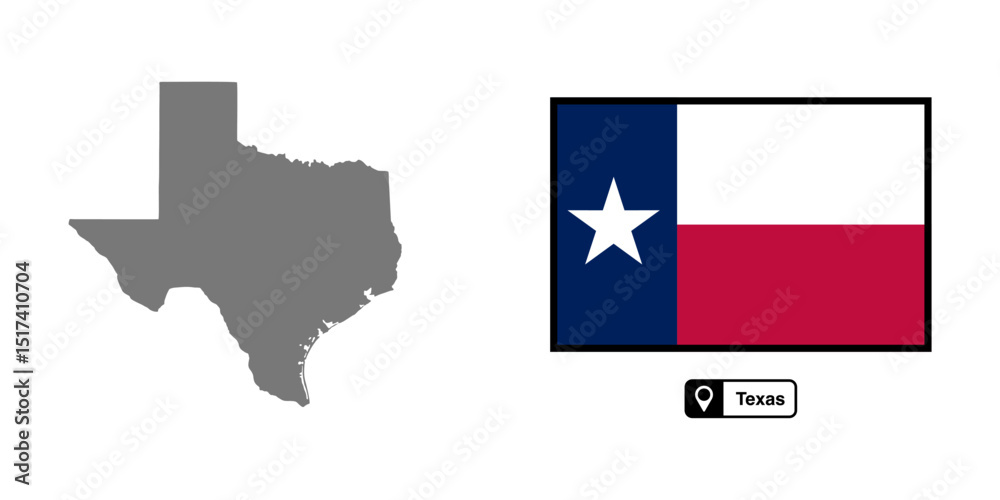 Fototapeta premium texas map and flag vector isolated on transparent background
