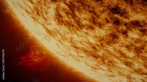 Intense solar flare bursts from the sun’s fiery surface, unleashing a breathtaking torrent of coronal particles that cascade into the vast cosmic expanse
