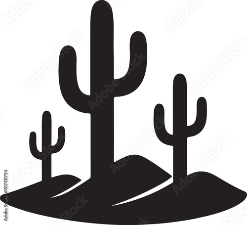 cactus in desert desert silhouette vector illustration.
