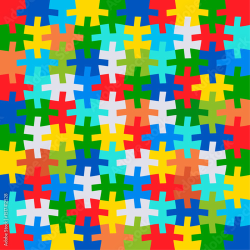Background with jigsaw puzzle 100 colorful pieces image vector.	