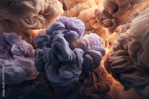 Abstract forms of colorful ethereal clouds