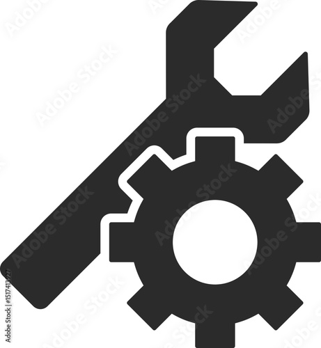 settings repair engineering icon in dark grey and clear background, editable vector illustration