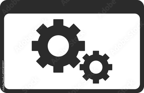 software settings computer icon in dark grey and clear background, editable vector illustration