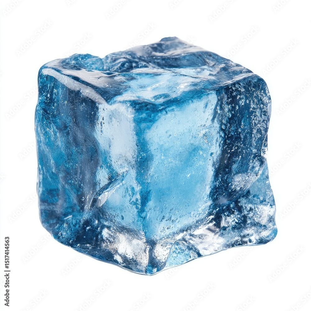 Obraz premium Single, square, translucent blue ice cube