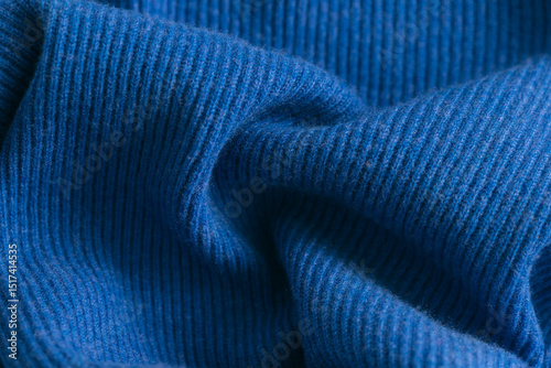 Close up of a blue cashmere pullover photo