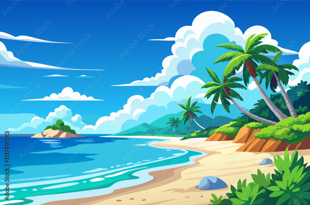 Obraz premium Tranquil Tropical Beach. Idyllic Island Getaway