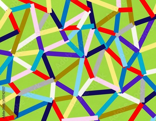Abstract Network with Overlapping Parts on Apple Green Background
