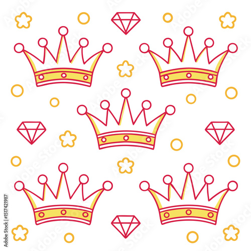 Doodle Crown & Royal Elements Vector Set | Hand-drawn King, Queen, and Regal Icon Collection

