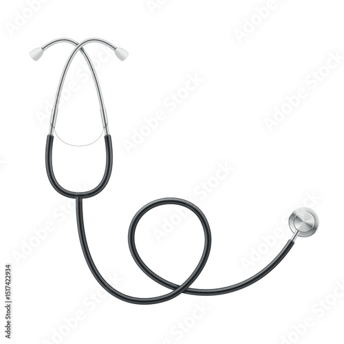Stethoscope isolated on a white background illustrating medical tools and healthcare equipment for professionals and students