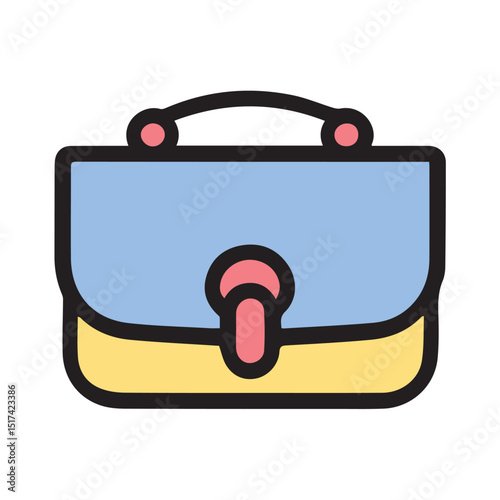 Women's satchel handbag in light blue and pale yellow with a pink accent. Stylish accessory for everyday use.