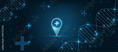 location icon of healthcare with medical background