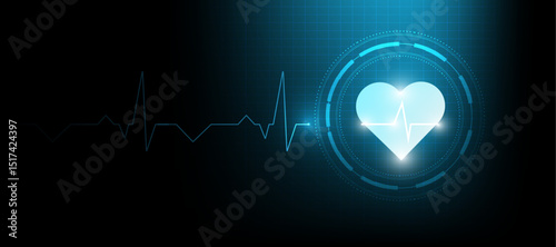 heartbeat waveform in blue background