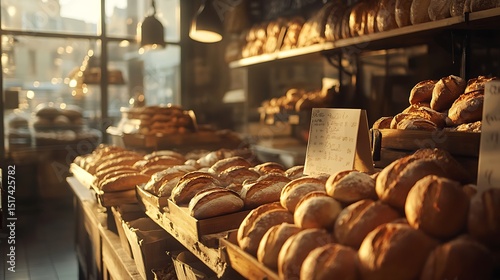 A classic boulangerie where golden croissants rest on marble countertops