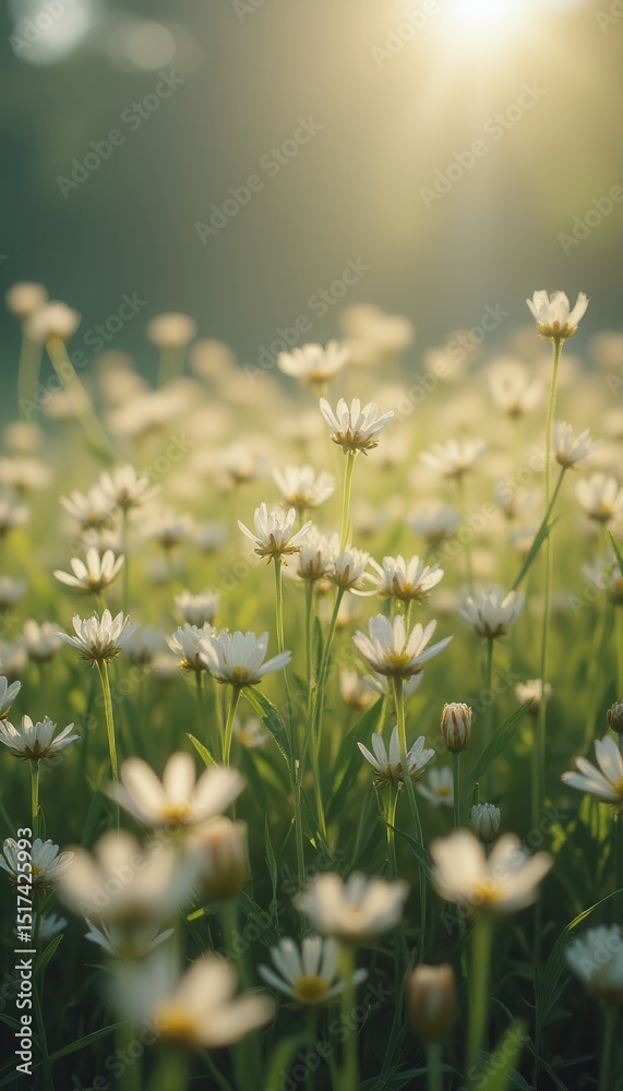 Fototapeta premium Blooming daisies in a sunny outdoor field