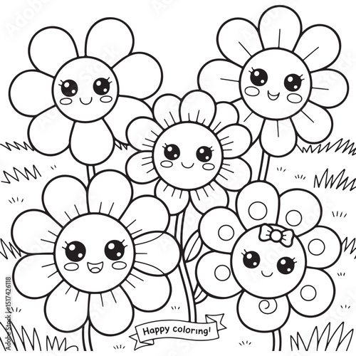 Bold & Easy Simple Flowers Coloring Pages For Kids