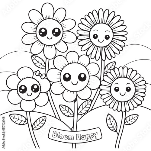 Bold & Easy Simple Flowers Coloring Pages For Kids