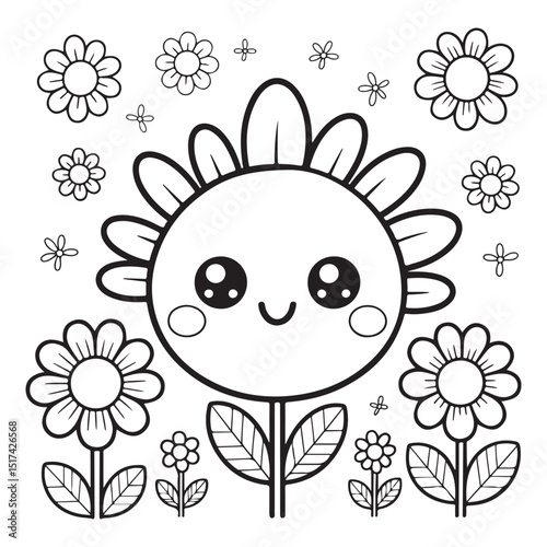 Bold & Easy Simple Flowers Coloring Pages For Kids