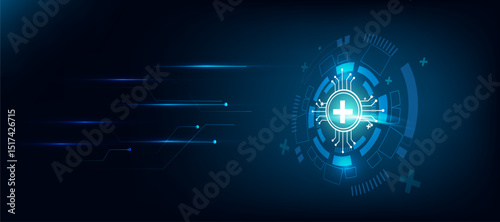 healthcare abstract background with artificial intelligence medical icon