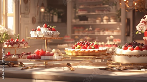 A classic European bakery where freshly baked baguettes line the shelves