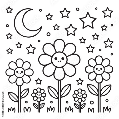 Bold & Easy Simple Flowers Coloring Pages For Kids