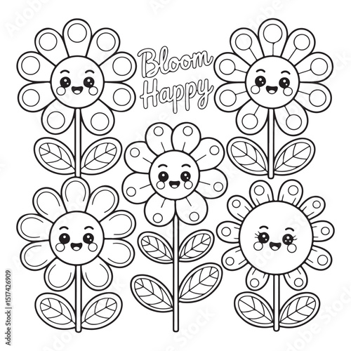 Bold & Easy Simple Flowers Coloring Pages For Kids