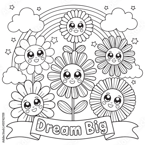 Bold & Easy Simple Flowers Coloring Pages For Kids