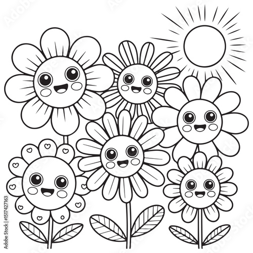 Bold & Easy Simple Flowers Coloring Pages For Kids