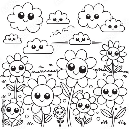 Bold & Easy Simple Flowers Coloring Pages For Kids