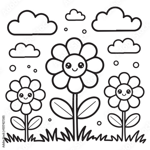 Bold & Easy Simple Flowers Coloring Pages For Kids