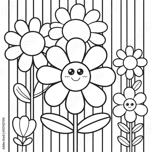 Bold & Easy Simple Flowers Coloring Pages For Kids