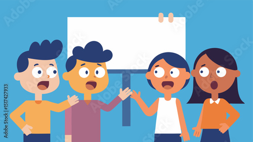 Astonished Faces Shoppers with surprised and excited expressions pointing towards the massive billboard as if they cant believe the deals being advertised.