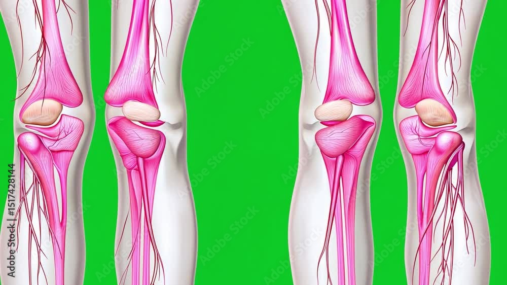 Detailed Illustration of Human Knee Joint Anatomy with Muscles and ...
