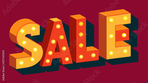 Animated SALE Letters A playful SALE where each letter is lit up in sequence with LED lights creating a dynamic eyecatching effect against a bright background.
