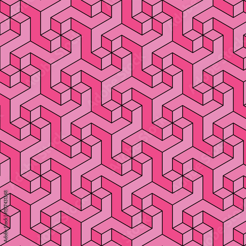 Stacked cubes, seamless backgrounds, swatchable rectangle textures and pink shading. / 積み立てた立方体 シームレスな背景素材 スウォッチ対応 四角形 テクスチャ 陰影 ピンク