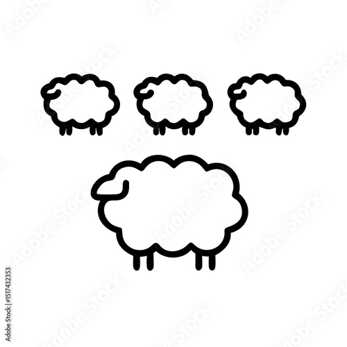 Counting sheep outline icon, isolated on white background