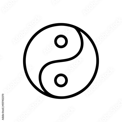 Yin yang balance outline icon, isolated on white background