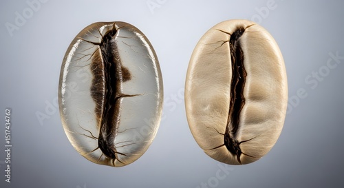 Unroasted Coffee Beans: Macro Studio Shot Showing Detailed Structure