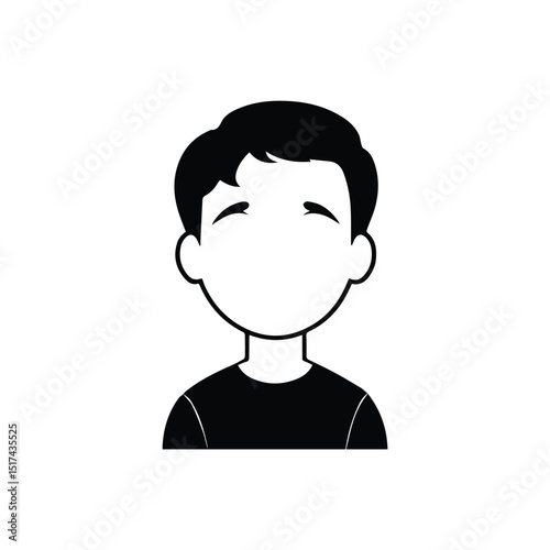 Young male illustration in casual wear, standing in a plain setting. Neutral expression with a simple, stylized design.