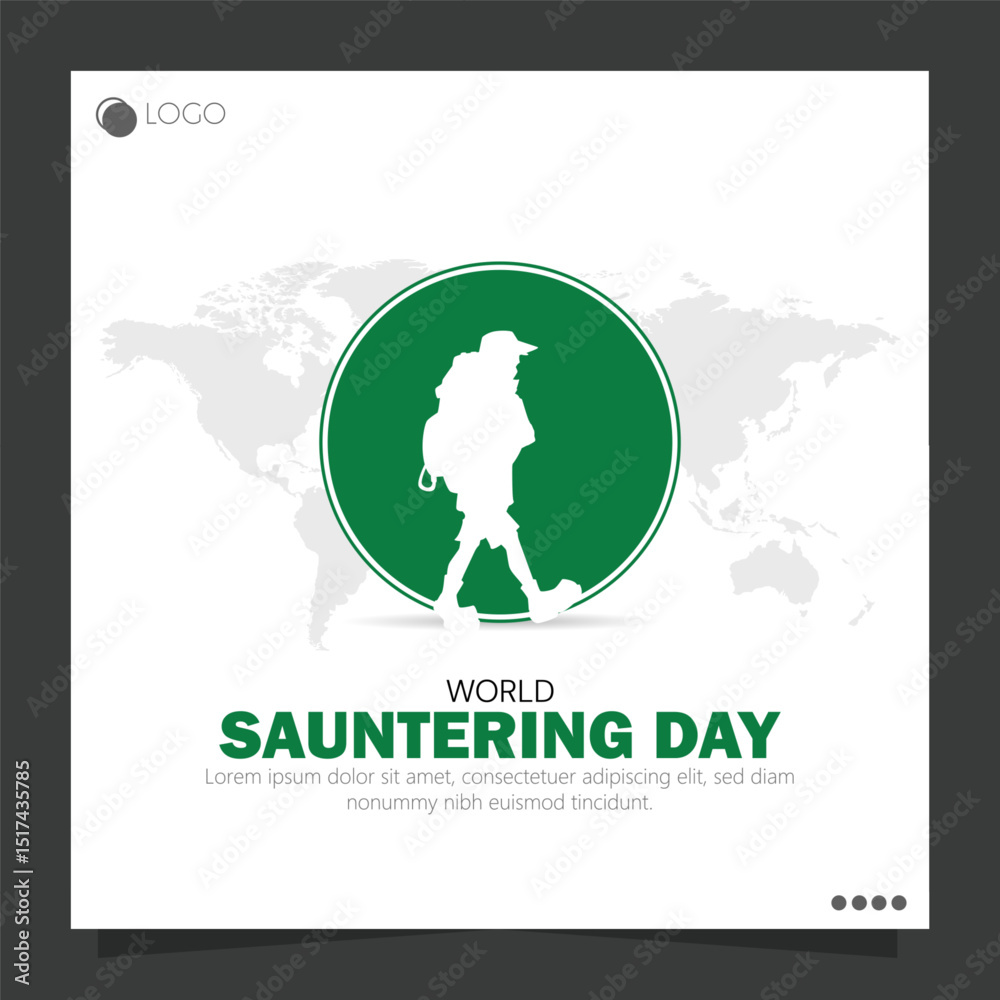 Naklejka premium World Sauntering Day, observed annually on June 19th, encourages individuals to slow down and savor life's simple pleasures. Established in 1979 by W.T. Rabe