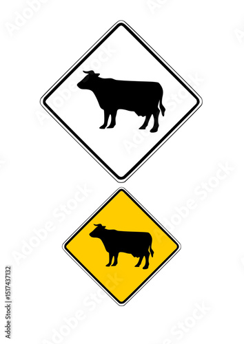 Cattle Crossing Warning Sign
