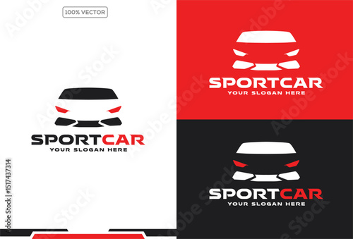red car color car silhouette abstract logo design