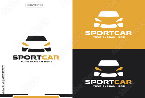 gold color car silhouette abstract logo design