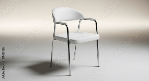 Modern White Leather Armchair with Chrome Legs - Stylish Furniture for Home or Office
