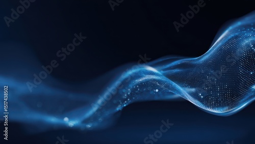 Abstract swirling blue particles on dark background