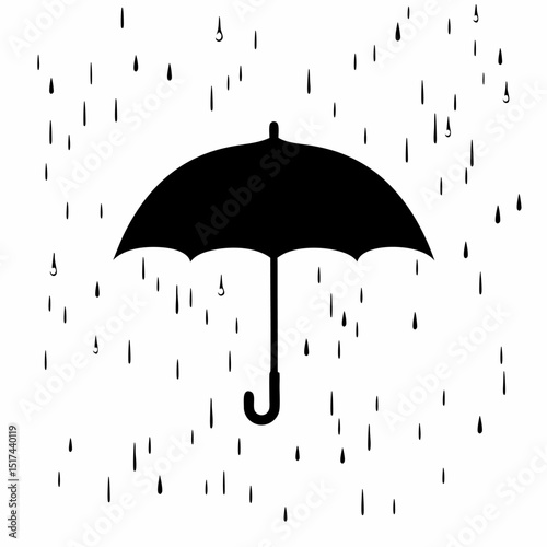 silhouette of a umbrella with rain drops