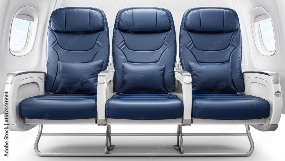 Naklejka premium Airplane seats in a three-seat row