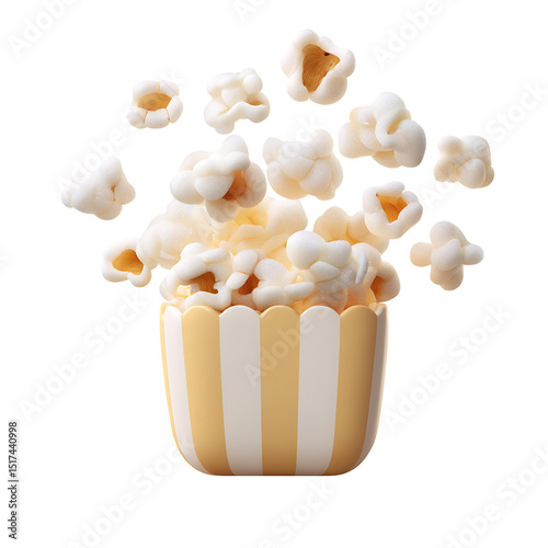 Delicious Popcorn Render isolated illustration transparent 3d png on clean white background