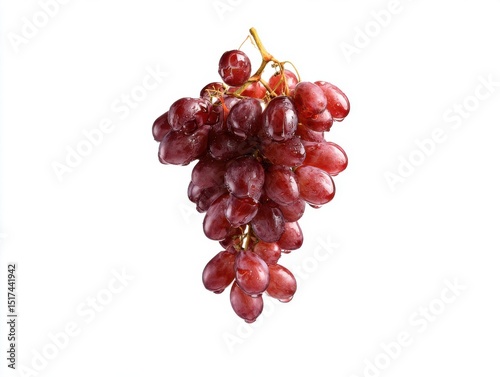 Cluster of red grapes on white background

