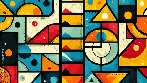abstract art, stairs in multi-colored shapes and figures of paint on canvas, symbol of the painting rise