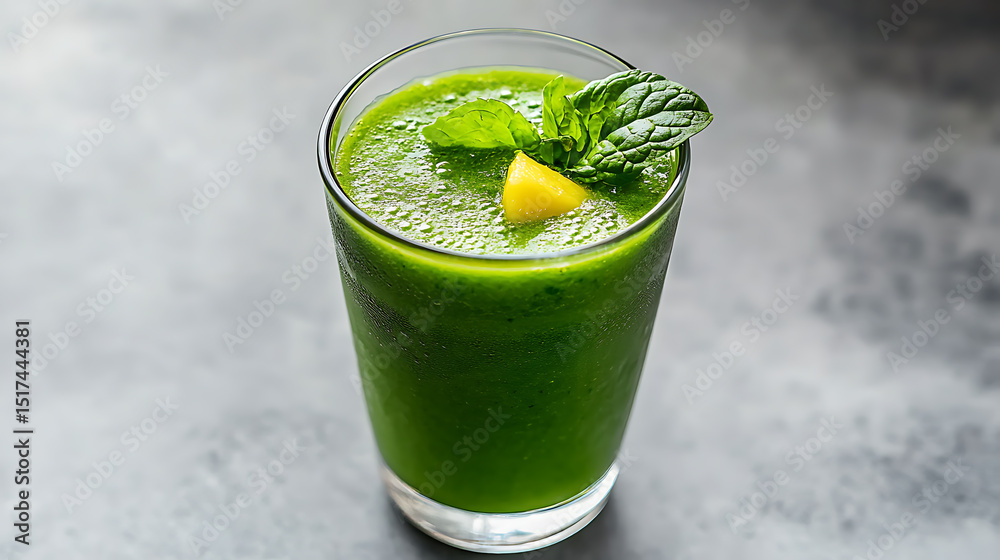 Fototapeta premium Refreshing Green Smoothie with Mint and Pineapple Garnish
